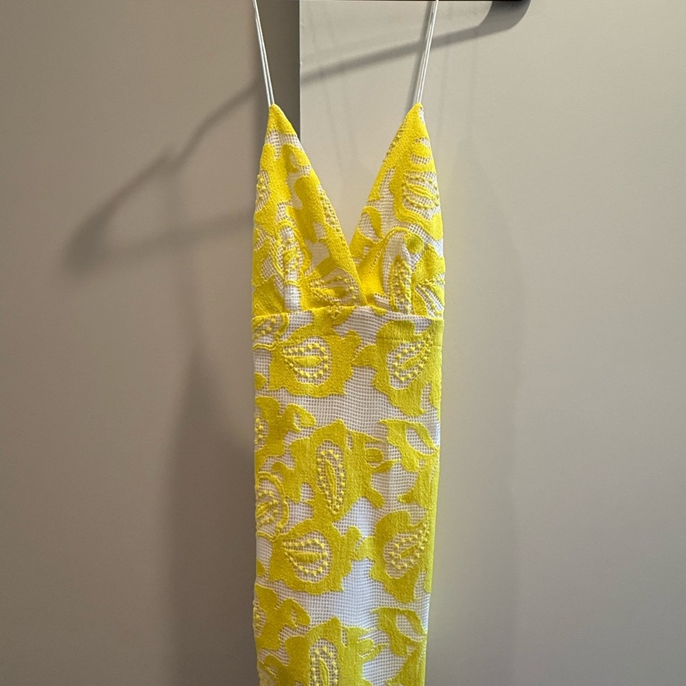 Anthropologie Yellow and White Mini Dress